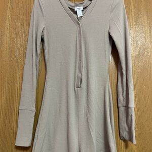 Fitted Ribbed Knit Pajama Romper
